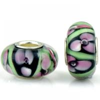 Lampwork European Beads with Iron Lantern silver color plated DIY mixed colors Approx Sold By Bag
