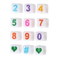 Anzahl Acrylkorn, Acryl, Quadrat, DIY & verschiedene Muster für Wahl & Emaille, keine, 6x6x6mm, Bohrung:ca. 3mm, verkauft von Tasche