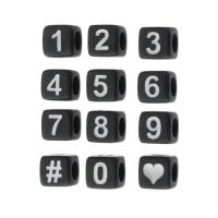 Anzahl Acrylkorn, Acryl, Quadrat, DIY & verschiedene Muster für Wahl & Emaille, keine, 6x6x6mm, Bohrung:ca. 3mm, verkauft von Tasche