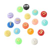 Alphabet Akril gyöngyök, Lapos kerek, DIY & különböző modellek a választás & zománc, több színt a választás, 10x10x6mm, Lyuk:Kb 2mm, Által értékesített Bag