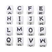 Alphabet Akril gyöngyök, Négyzet, DIY & különböző modellek a választás & zománc, több színt a választás, 11x10x10mm, Lyuk:Kb 4mm, Által értékesített Bag