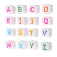 Alphabet Akril gyöngyök, Négyzet, DIY & különböző modellek a választás & zománc, több színt a választás, 11.50x11x11mm, Lyuk:Kb 4mm, Által értékesített Bag