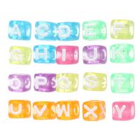 Alphabet Acrylic Beads Square DIY & enamel Approx 3.5mm Sold By Bag