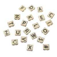 Alphabet Akril gyöngyök, Négyzet, DIY & különböző modellek a választás & zománc & dupla lyuk, több színt a választás, 8x9x3.50mm, Lyuk:Kb 1mm, Által értékesített Bag