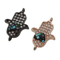 Cubic Zirconia Micro Pave Brass Connector with Abalone Shell Hand plated DIY & micro pave cubic zirconia & 1/1 loop nickel lead & cadmium free Approx 1mm Sold By PC