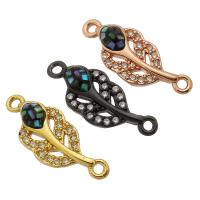 Cubic Zirconia Micro Pave Brass Connector with Abalone Shell Leaf plated DIY & micro pave cubic zirconia & 1/1 loop nickel lead & cadmium free Approx 2mm Sold By PC