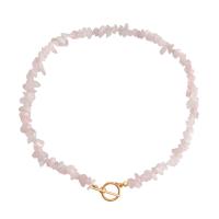 Quartz Necklace Zinc Alloy with Freshwater Pearl & Rose Quartz gold color plated fashion jewelry & for woman pink Sold Per 42 cm Strand