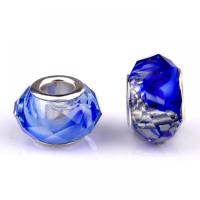 Perline perline stile European, vetro lavorato, with ferro, Lanterna, placcato color argento, DIY, blu, 8.50x14mm, Appross. 100PC/borsa, Venduto da borsa