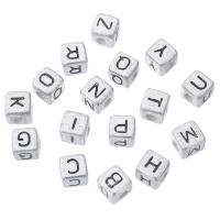 Alphabet Acrylic Beads Square DIY & enamel Approx 4mm Sold By Bag