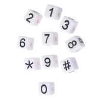 Number Acrylic Bead Square DIY & enamel Approx 4mm Sold By Bag