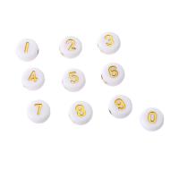 Broj akril perla, Stan Okrugli, možete DIY & različitih dizajna za izbor & emajl, više boja za izbor, 7x7x3.50mm, Rupa:Približno 1mm, Prodano By Torba