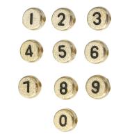 Anzahl Acrylkorn, Acryl, flache Runde, DIY & verschiedene Muster für Wahl & Emaille, keine, 7x7x4mm, Bohrung:ca. 1mm, verkauft von Tasche