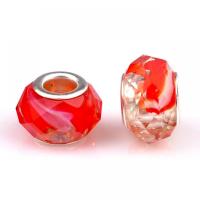 Lampwork Perlen European Stil, mit Eisen, Laterne, silberfarben plattiert, DIY, rote Orange, 9x14mm, ca. 100PCs/Tasche, verkauft von Tasche