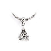 European Style Zinc Alloy Dangle Beads Skull silver color plated Unisex nickel lead & cadmium free Approx Sold By Bag