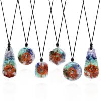 Natural Gemstone Necklace with Nylon Cord & Resin epoxy gel fashion jewelry mixed colors Sold By PC