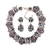 Strass sieraden Sets, Zinc Alloy, plated, 2 stuks & voor vrouw & met strass, meer kleuren voor de keuze, 30x65mm, Verkocht door Stel