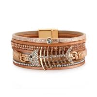 Wrap Bracelet PU Leather with Zinc Alloy multilayer & Unisex & with rhinestone 23mm Length Approx 7.67 Inch Sold By PC