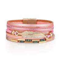 Wrap Bracelet PU Leather with Zinc Alloy multilayer & Unisex & with rhinestone 18mm Length Approx 7.8 Inch Sold By PC