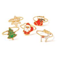 Christmas Finger Ring 304 Stainless Steel Vacuum Ion Plating Christmas Design & fashion jewelry & for woman & enamel Sold By PC