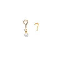 asymmetrische oorbellen, Messing, met Plastic Pearl, hoge kwaliteit verguld en nooit vervagen, mode sieraden & micro pave zirconia & voor vrouw, gouden, 1.9x0.5cmu30010.4x0.8cm, Verkocht door pair