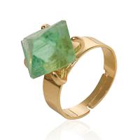 Green Fluorite Open Finger Ring with Brass gold color plated Unisex green Inner Approx 20mm Sold By PC