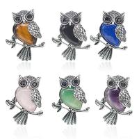 Natural Quartz Earrings Amethyst with Zinc Alloy Owl antique silver color plated & Unisex Sold By PC
