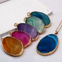 Agate Necklace Lace Agate with Brass gold color plated for woman 40-60mm*3.5-6mm Length Approx 38 cm Sold By PC