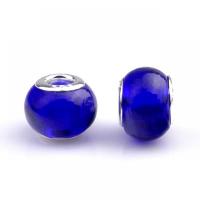 Lampwork Perlen European Stil, mit Eisen, Laterne, silberfarben plattiert, DIY, blau, 9x14mm, ca. 100PCs/Tasche, verkauft von Tasche