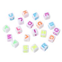 Alphabet Acrylic Beads Square DIY & enamel Sold By Bag