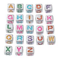 Perles acrylique alphabet, cadre, DIY & modèles différents pour le choix & émail, plus de couleurs à choisir, 7x7x7mm, Trou:Environ 3.5mm, Vendu par sac