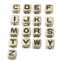 Alphabet Acrylic Beads, Square, DIY & different designs for choice & enamel, more colors for choice, 7x7x7mm, Hole:Approx 4mm, Sold By Bag