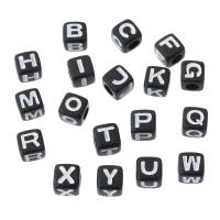 Perles acrylique alphabet, cadre, DIY & modèles différents pour le choix & émail, plus de couleurs à choisir, 7x7x7mm, Trou:Environ 3.5mm, Vendu par sac