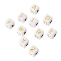 Perline in acrilico ad alfabeto, Quadrato, DIY & diversi modelli per la scelta & smalto, nessuno, 10x10x10mm, Foro:Appross. 4mm, Venduto da borsa