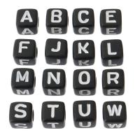 Alphabet Acrylic Beads Square DIY & enamel Approx 4mm Sold By Bag