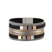 Wrap Bracelet PU Leather multilayer & with magnetic & for woman & with rhinestone Length 7.59 Inch Sold By PC