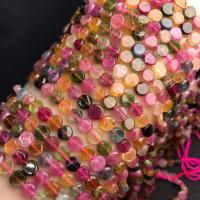 Gemstone Smycken Pärlor, Turmalin, Flat Round, DIY, blandade färger, 5-5.5mm, Såld Per Ca 38 cm Strand