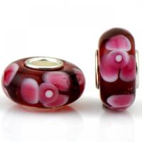 Lampwork Perlen European Stil, mit Eisen, Laterne, silberfarben plattiert, DIY, rot, 9x14mm, ca. 100PCs/Tasche, verkauft von Tasche