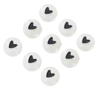 Acrylic Jewelry Beads Flat Round DIY & enamel white and black Approx 1mm Sold By Bag