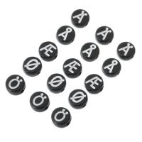 アルファベット・アクリル・ビーズ, アクリル, 楕円, DIY & さまざまなパターンの選択 & エナメル, 無色, 7x7x3.50mm, 穴:約 1mm, 売り手 バッグ