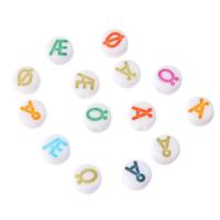 Alphabet Akril gyöngyök, Lapos kerek, DIY & különböző modellek a választás & zománc, több színt a választás, 7x7x3.50mm, Lyuk:Kb 1mm, Által értékesített Bag