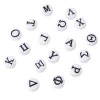 Alphabet Akril gyöngyök, Lapos kerek, DIY & különböző modellek a választás & zománc, több színt a választás, 7x7x4mm, Lyuk:Kb 1mm, Által értékesített Bag