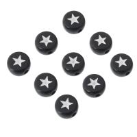 Granos de acrílico de la joyería, Redondo aplanado, Bricolaje & esmalte, Negro, 7x7x4mm, agujero:aproximado 1mm, Vendido por Bolsa