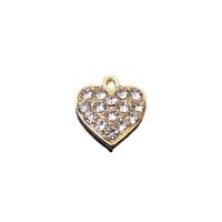 Zinc Alloy Rhinestone Pendants Heart gold color plated DIY & with rhinestone golden nickel lead & cadmium free Sold By PC