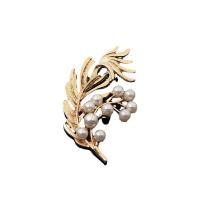 Hair Accessories DIY Findings Zinc Alloy with Plastic Pearl Leaf gold color plated golden nickel lead & cadmium free Sold By PC