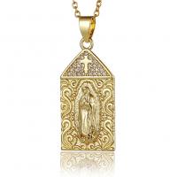 Cubic Zircon Micro Pave Brass Necklace Virgin Mary gold color plated fashion jewelry & for woman golden nickel lead & cadmium free Length 45 cm Sold By PC