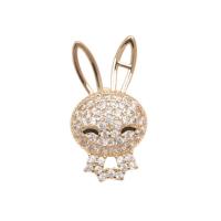 Cubic Zirconia Brooch Brass Rabbit micro pave cubic zirconia & for woman golden nickel lead & cadmium free Sold By PC