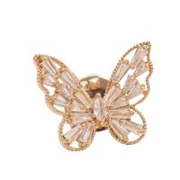 Cubic Zirconia Brooch Brass Butterfly micro pave cubic zirconia & for woman golden nickel lead & cadmium free Sold By PC