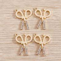 Zinc Alloy Scissors Pendants with Plastic Pearl DIY & with rhinestone golden nickel lead & cadmium free Sold By Lot