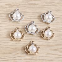Zinc Alloy Crown Pendants with Plastic Pearl DIY & with rhinestone nickel lead & cadmium free Sold By Lot