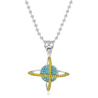Zinc Alloy Jewelry Necklace with 5cm extender chain silver color plated fashion jewelry & for woman & with rhinestone multi-colored 38mm Length 42 cm Sold By PC